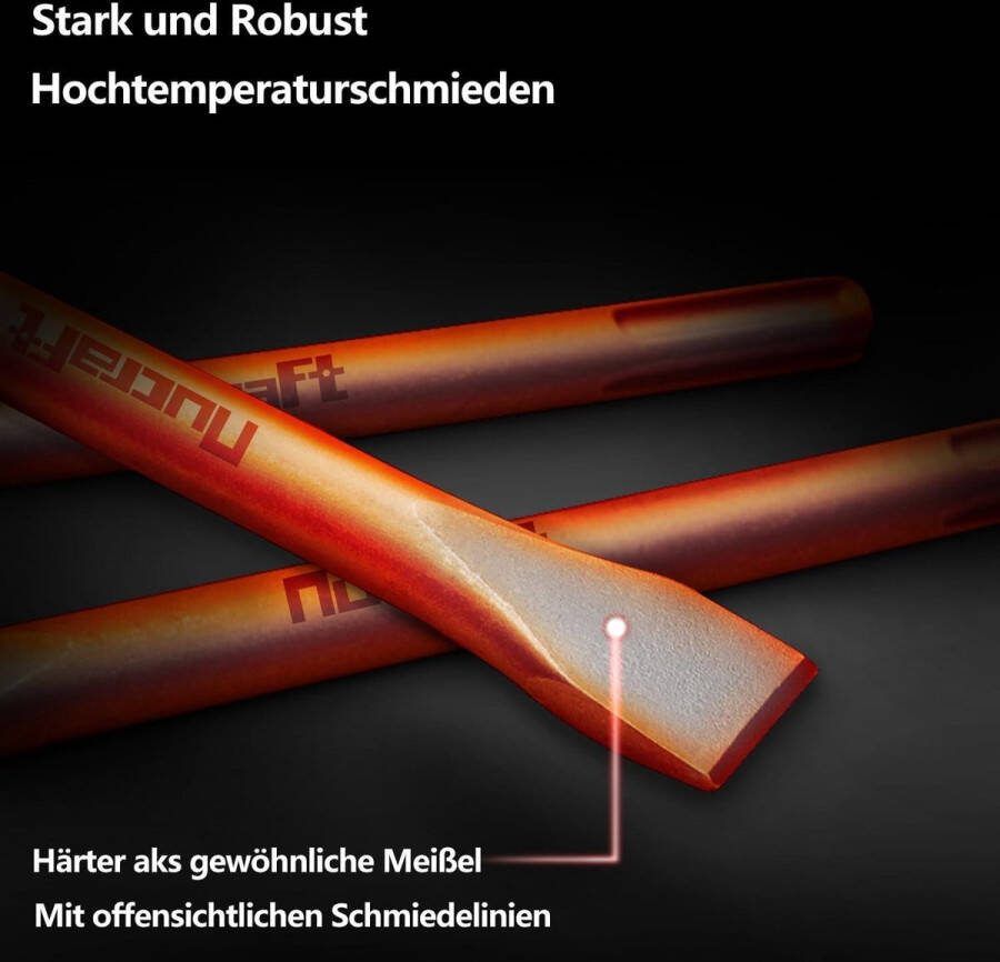 Beitelset puntbeitel platte beitel SDS-Max 2-delig van supergehard staal universeel inzetbaar 40 cm