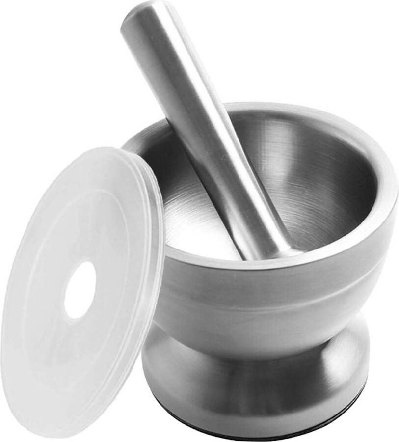 Bekith Mortar and Pestle Sets 18 8 Brushed Stainless Steel Spice Mill Pill Crusher Molcajete Herb Bowl
