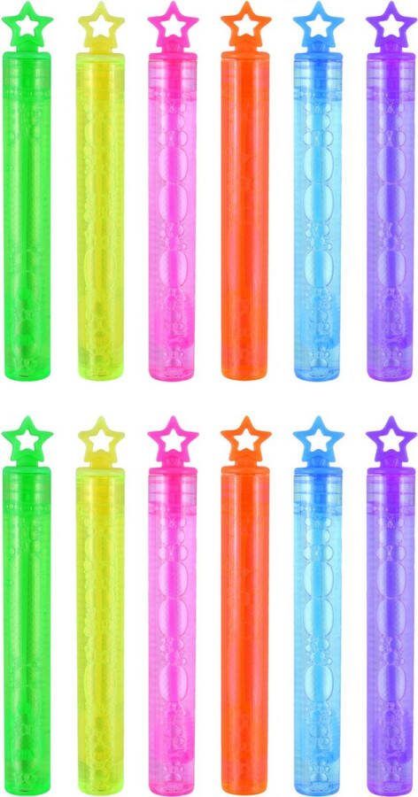 Bellenblaas 12x stuks neon kleuren 4 ml uitdeel cadeau kinderfeestje bruiloft