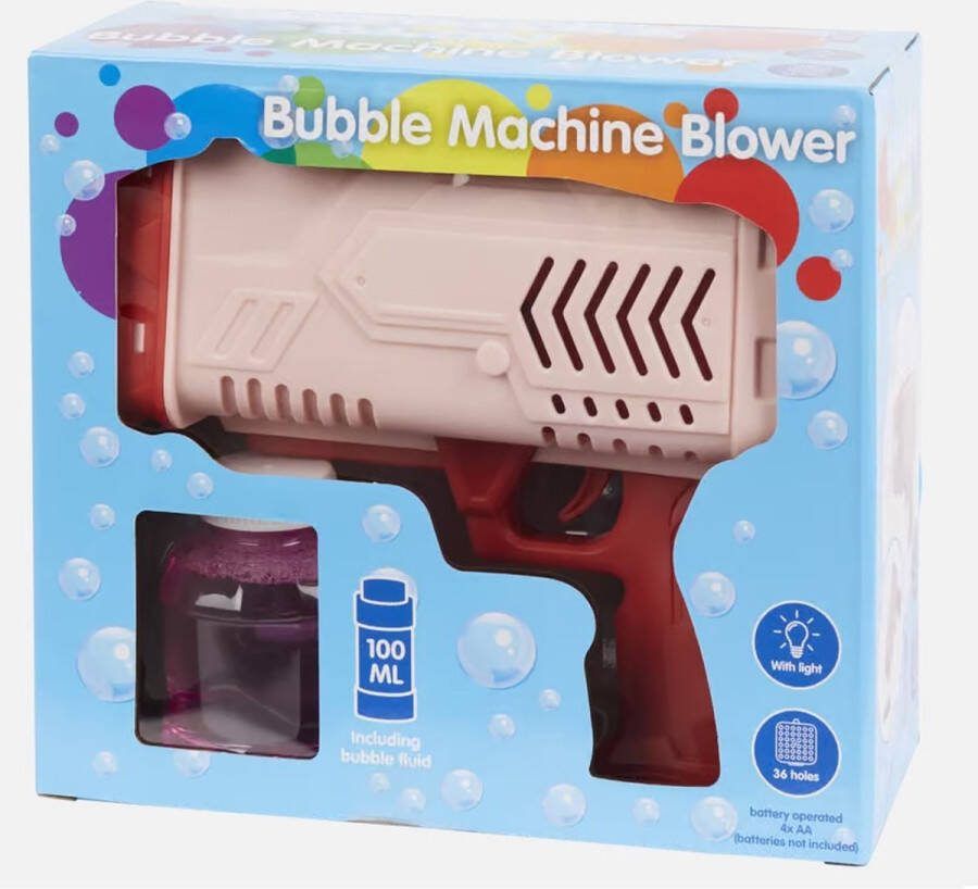 Bellenblaaspistool Roze Rood 32 shots en verlichting + 100ML bellenblaas vloeistof