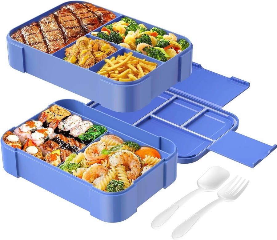 Bento Box lekvrije lunchbox 2-laags 1500 ml groot volume BPA-vrije lunchbox voor volwassenen kinderen (blauw)