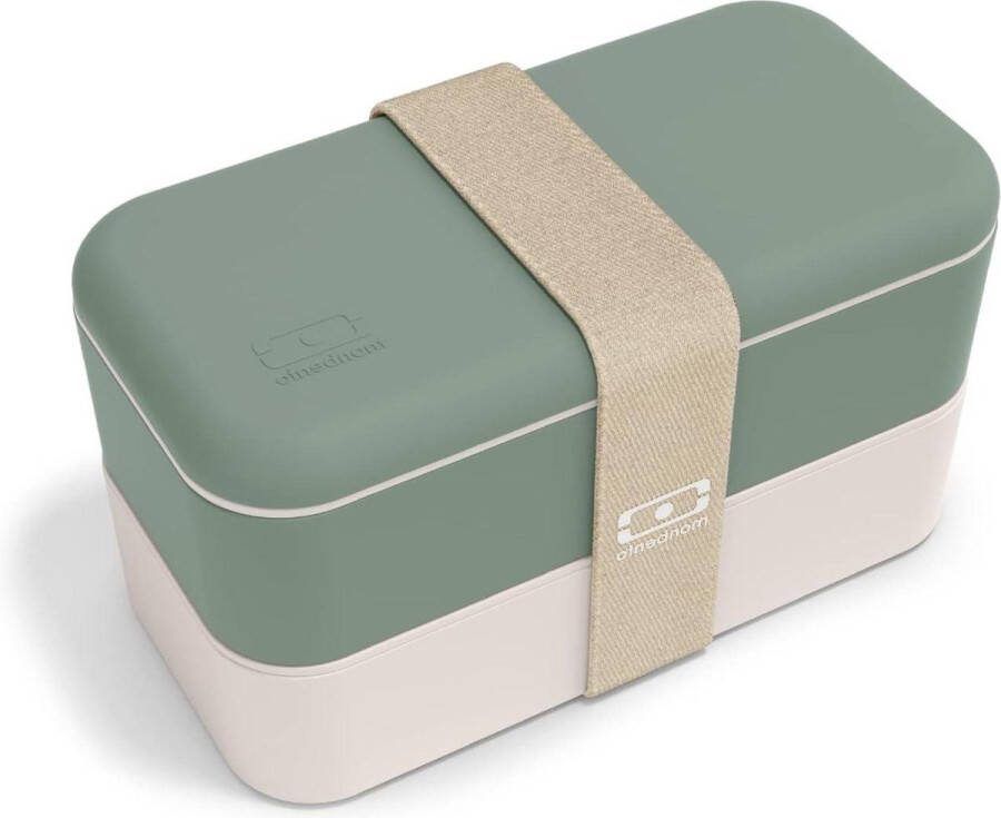 Bento box MB Original Natural Lunchtrommel met compartimenten Lekvrije luchbox met 2 lagen Ideaal voor Werk-School Vrij van BPA Duurzaam en Veilig Made In France Groen