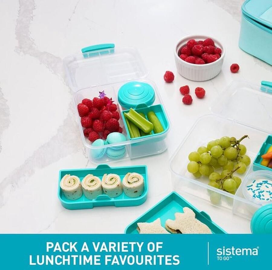 Bento Kubus Doos om Mee te Nemen Lunchbox met fruit yoghurtbeker 1 25 liter kleurkeuze varieert