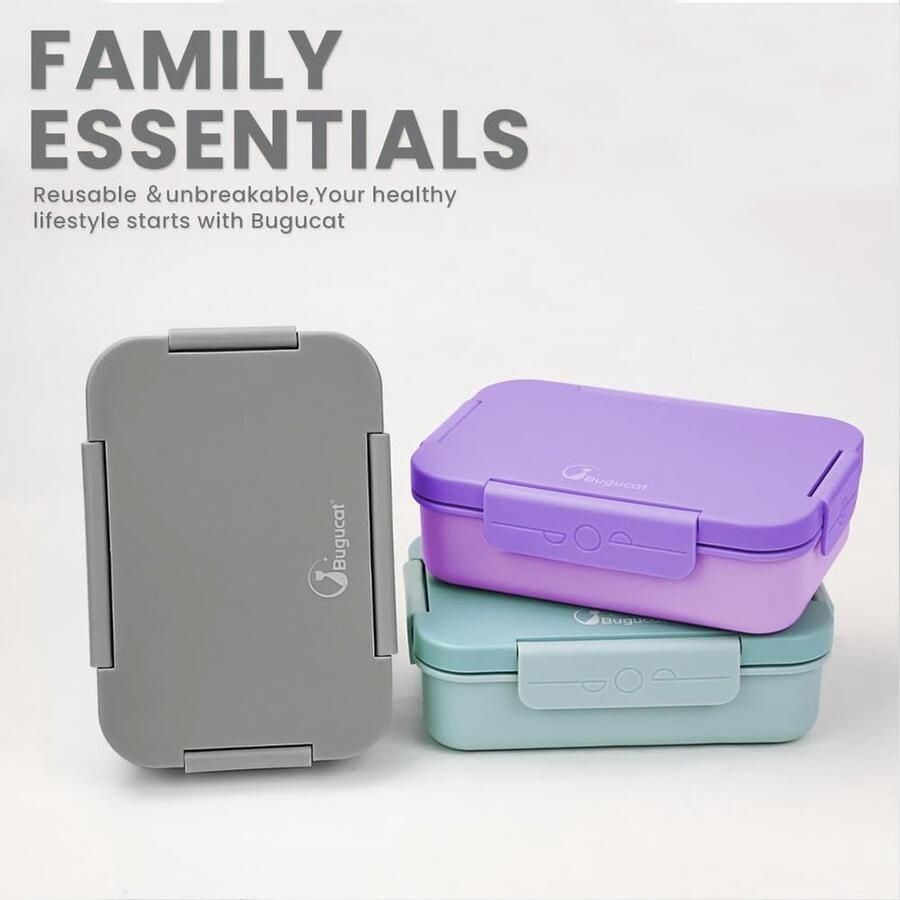 Bento Lunchbox 1300 ml 2 stuks lunchbox voor kinderen bentoboxen met compartimenten bestek lekvrije lunchbox snackdozen voor kinderen en volwassenen lunchbox voor kinderen met