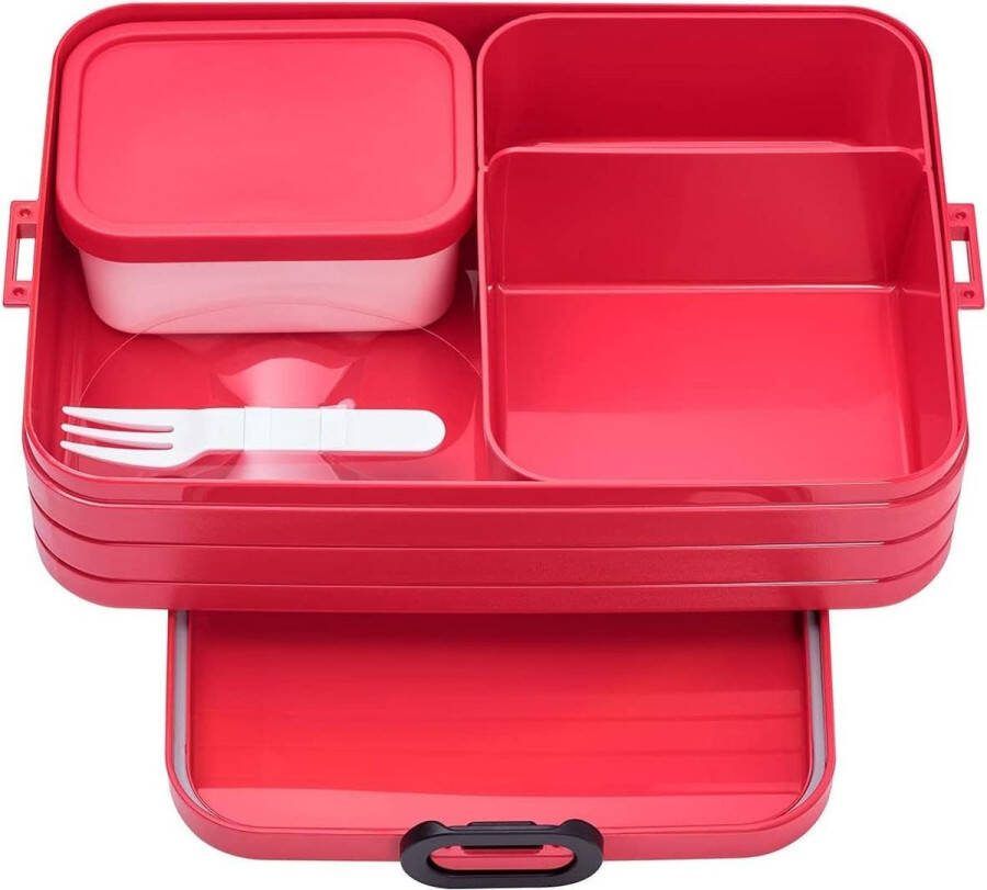 Bento-lunchbox Take A Break Nordic Red Large – broodtrommel met vakken geschikt voor maximaal 8 boterhammen 1500 ml