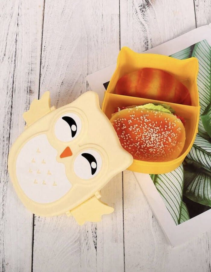Bentobox Broodtrommel Voedsel Box Container Cartoon Uil Plastic Lunch Draagbare Lunchbox Met Deksel Lunch Box Voedsel Veilig Magnetron Opslag Container
