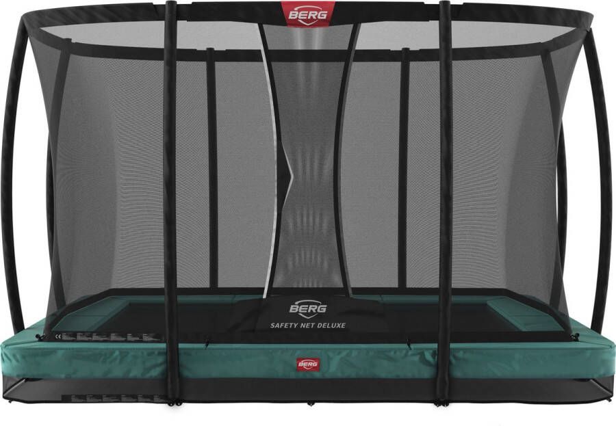 BERG Ultim Champion InGround Trampoline 330 cm Rechthoekig Met AirFlow Pro Twinsping Inclusief Veiligheidsnet Groen