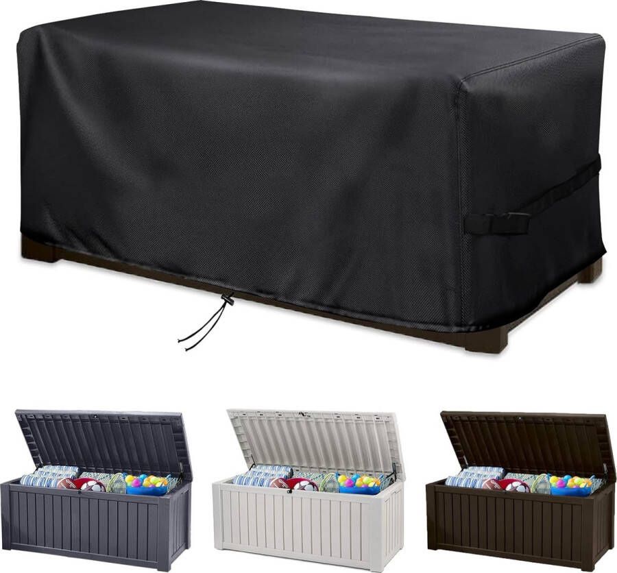 Beschermhoes voor kussenbox bewaarbox tuinbeschermhoes voor outdoor dekboxen en opbergdozen 420D duurzaam Oxford-weefsel uv-bestendig wind- en sneeuwbestendig (158 x 75 x 65 cm)
