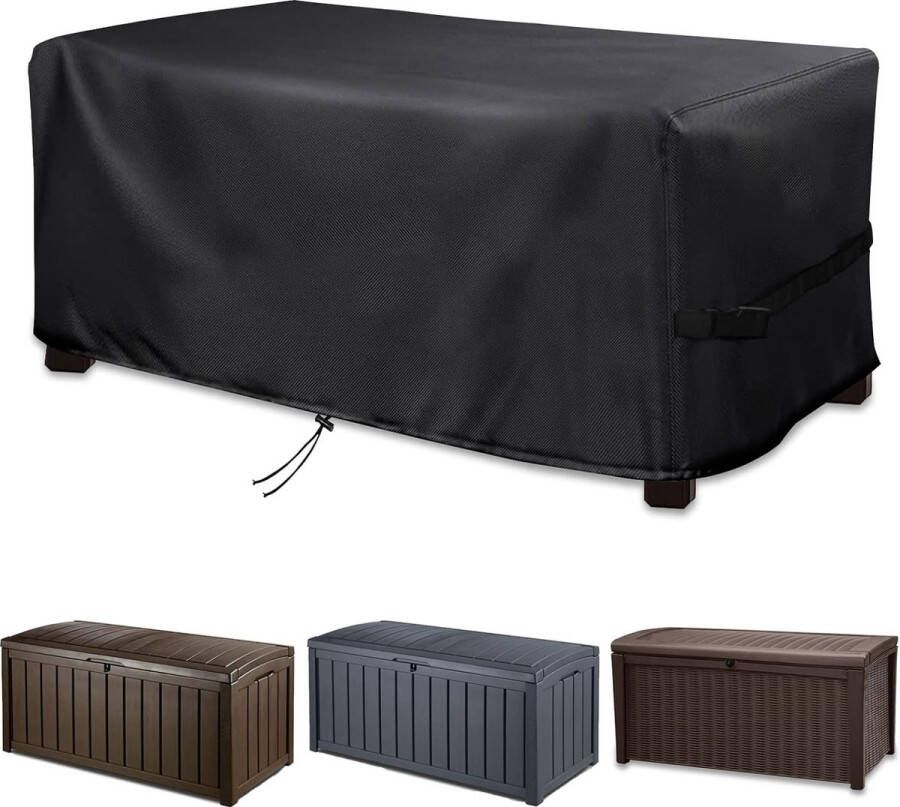 Beschermhoes voor kussenbox bewaarbox tuinbeschermhoes voor outdoor dekboxen en opbergdozen 420D duurzaam Oxford-weefsel uv-bestendig wind- en sneeuwbestendig (132 x 73 x 63 cm)