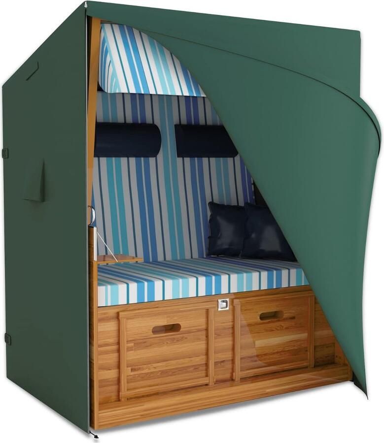 Beschermhoes voor strandstoel groen M 120 cm winter- en uv-bestendig 600D Oxford waterdichte strandstoelhoes inclusief tas 120 x 80 x 160 cm (b x d x h)