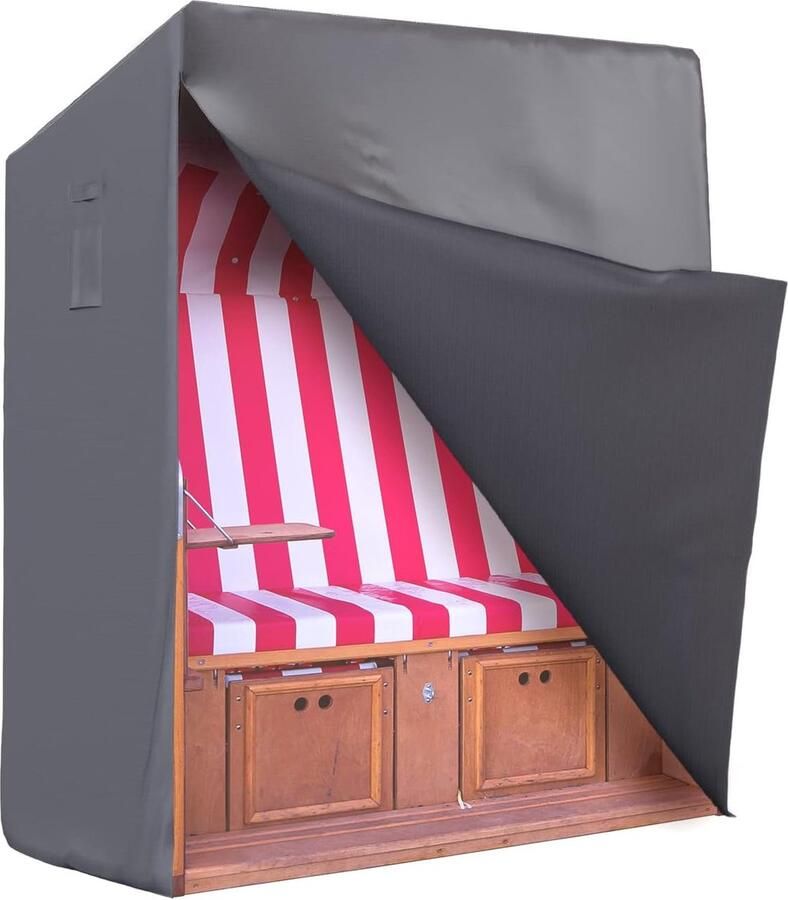 Beschermhoes voor strandstoel winterbestendig 120 cm breed x 91 cm strandstoelhoes XXL met ventilatieopeningen winterbestendig grijs