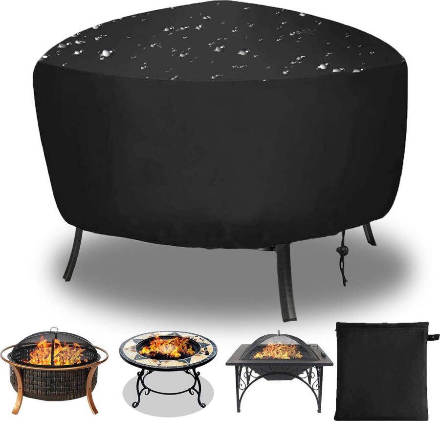 Beschermhoes voor vuurschaal vuurkorf 90 cm rondom afdekking met trekkoord robuust waterdicht winddicht uv-bestendig scheurvast Oxford-weefsel 92 x 31 cm