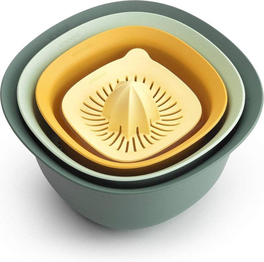 Beslagkom Set 4-Delig Mengkommen met Vergiet en Citruspers Mixed Colours
