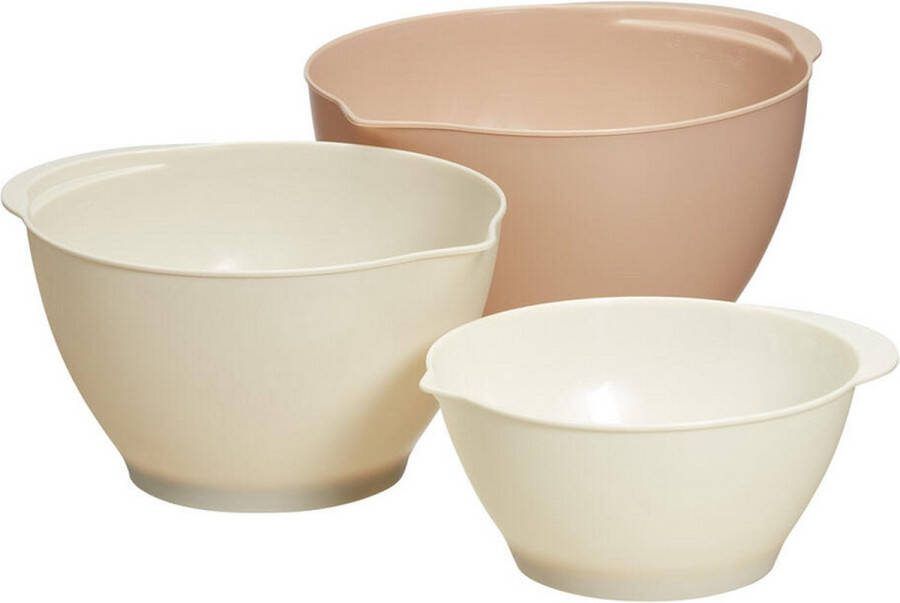 Beslagkommen 3 maten Taupe Beige tinten Kunststof 17 5 20 22 5 cm 3 Stuks Mengkommen Kom Koken Bakken