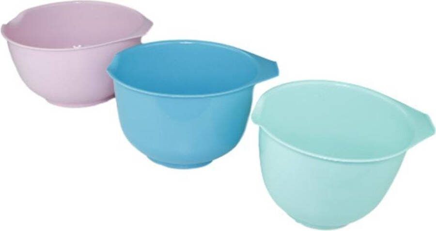 Beslagkommen set Roze Blauw Turquoise Schalen Mengkommen 3 delig Kunststof 1.5L 2L 2.5L