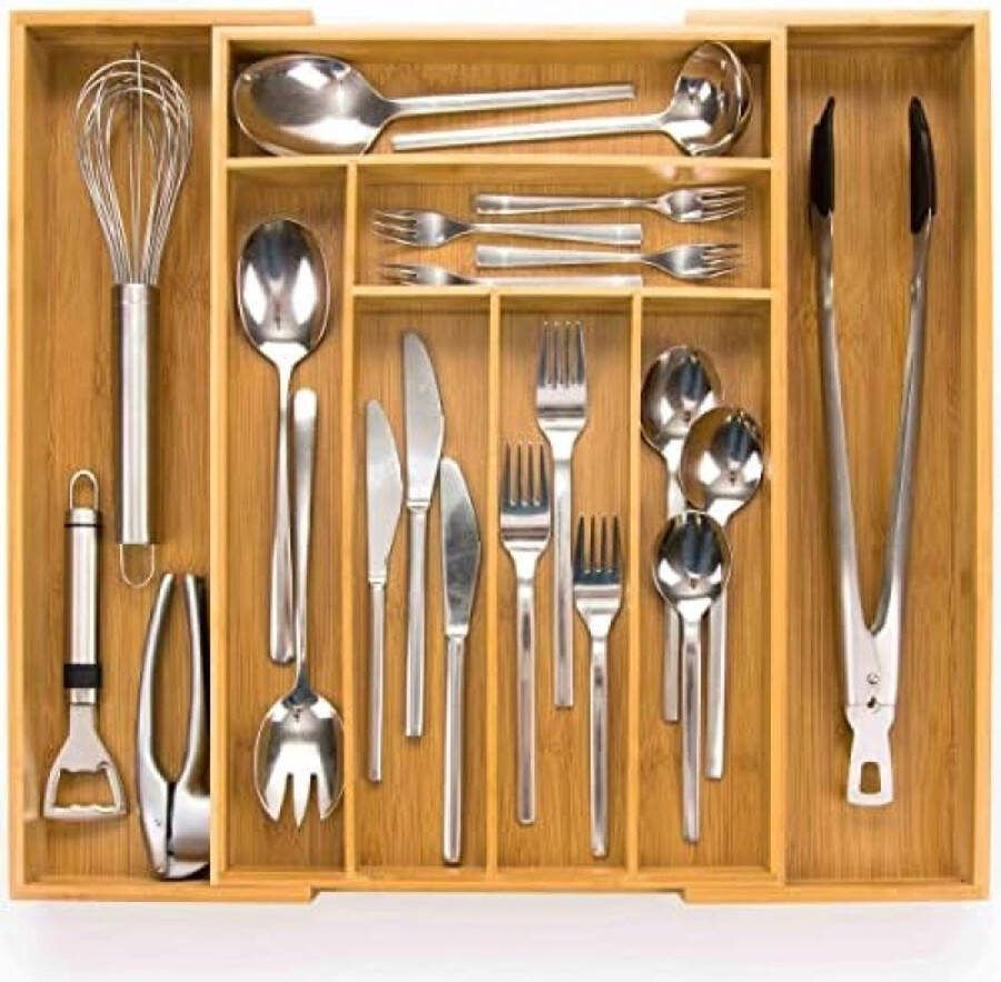 Bestekbak #45 (45 cm) van bamboe lade-opbergsysteem voor de keuken bestekbak voor laden van bamboe uittrekbaar keukenlade-organizer keukenorganizer