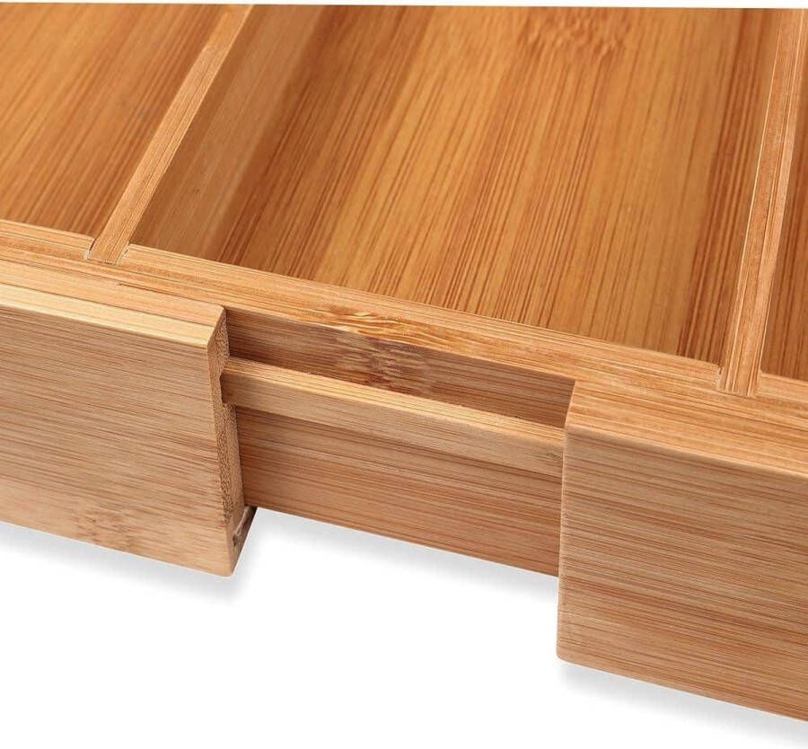 Bestekbak van bamboe verstelbaar 2 stuks 30-48 x 46 x 5 cm lade-inzet met 5-7 vakken keukenorganizer duurzaam