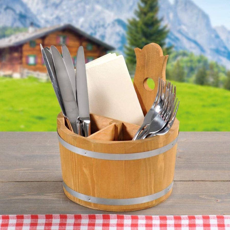 Bestekbak van hout Kesper H = 20 D = 18 cm organizer keukenlade Cutlery Organizer