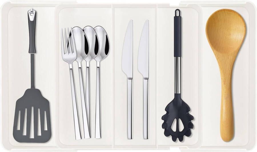 Bestekbak voor laden 27 cm 41 cm uitbreidbare lade-organizer keuken bestekinzetstukken voor laden bestekorganizer lade voor lepels vorken schep kooklepels