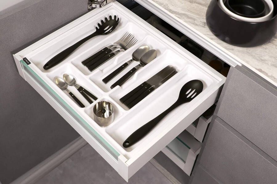 Bestekbak voor schuifladen 30cm besteklade praktisch opbergsysteem voor laden ladeverdeler schuifladen organizer 230x490mm wit