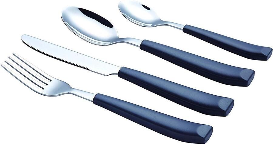 Bestek Set Gekleurde 16st Roestvrij Staal Zilver Flatware Set met Gekleurde Handgrepen Comfortabel om vast te houden 4 x Vorken 4 x Diner Messen 4 x Diner Lepels 4 x Teaspoons (Grijs)