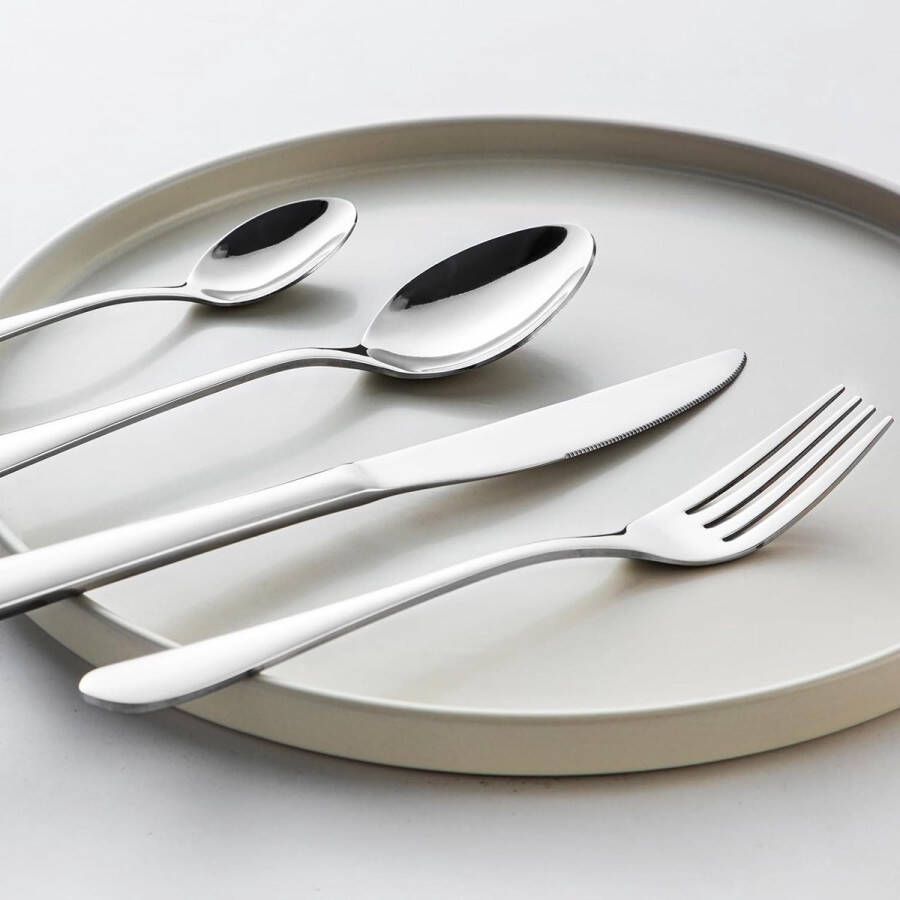Bestekset voor 12 personen 48-delige Siber bestekset met mes vork lepel dessertlepel 18 10 roestvrij staal gepolijst met geschenkdoos vaatwasmachinebestendig