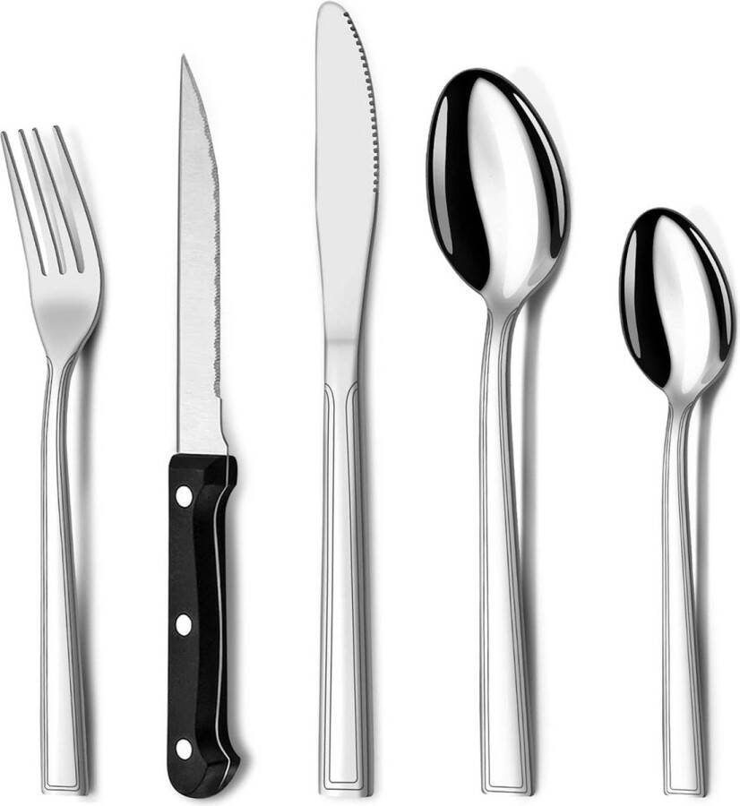 Bestekset voor 6 personen Hunnycook 30-delig bestek met steakmes RVS bestekset met mes vork lepel voor restaurant feest bruiloft vaatwasmachinebestendig