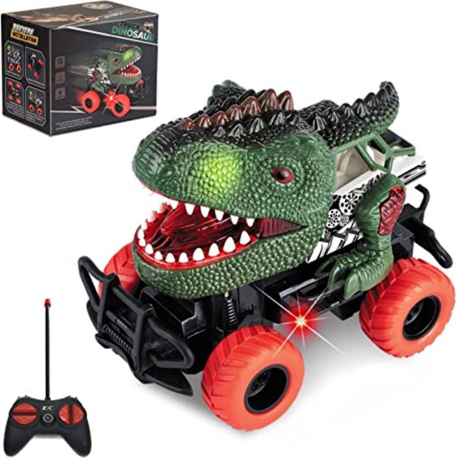 Bestuurbare auto Dinosaurus Afstandsbestuurbare auto bestuurbare auto voor jongens Ledlamp Groen