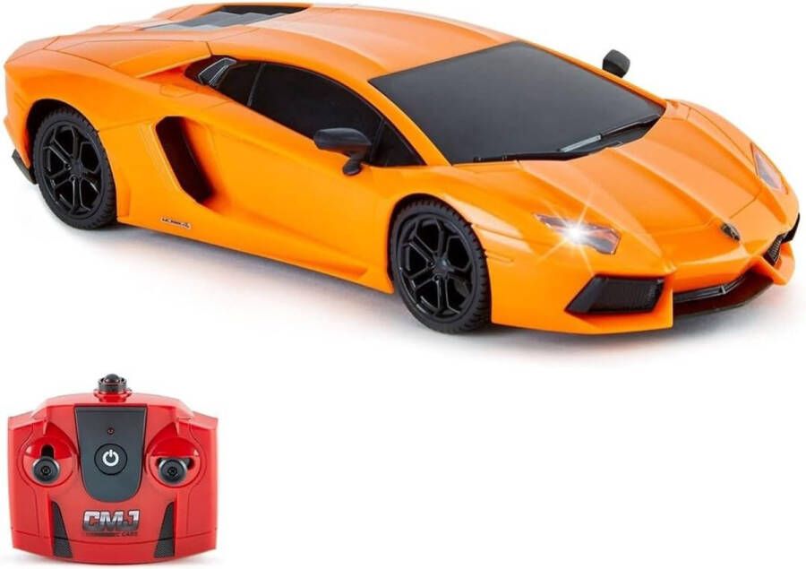 Bestuurbare Auto Lamborghini Aventador Officieel gelicentieerde op afstand bestuurde auto op schaal 1:24 met werkende lichten 2 4 GHz (oranje)