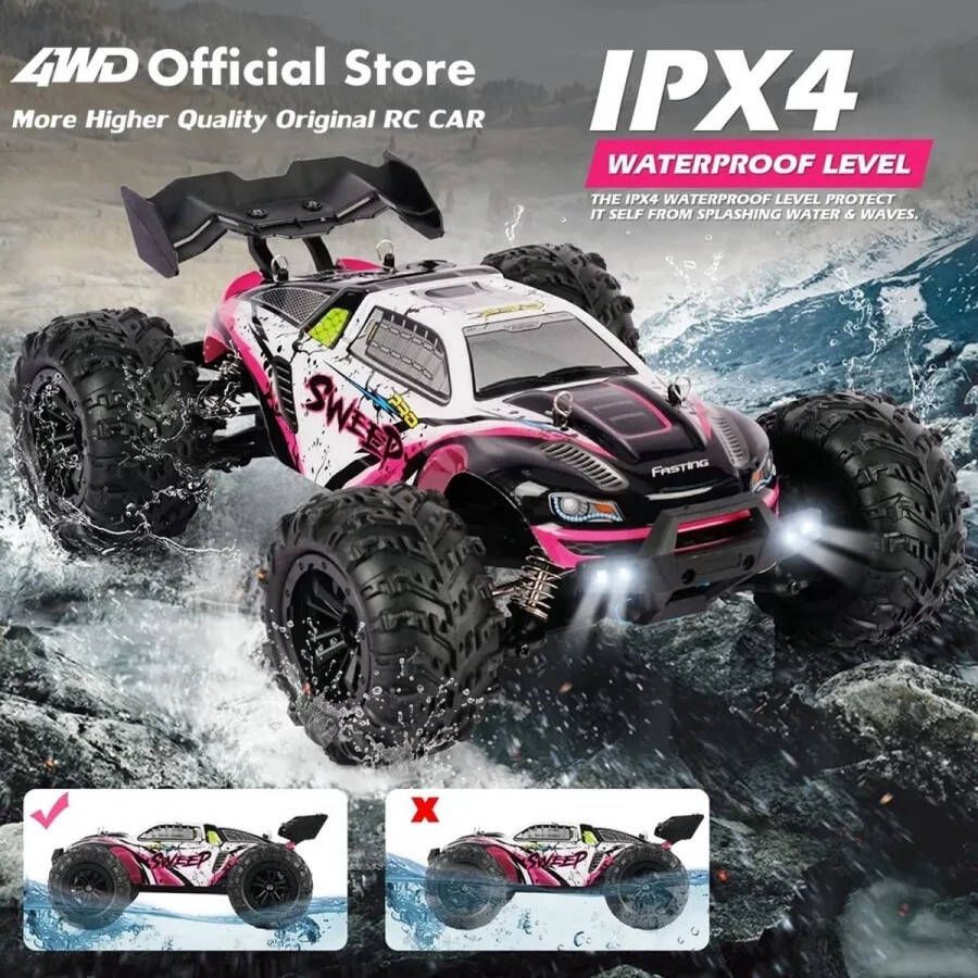 Bestuurbare Auto RC Auto Off Road Monster Truck Off Road Monster Truck 1 Meegeleverde Accu 50kph Rood