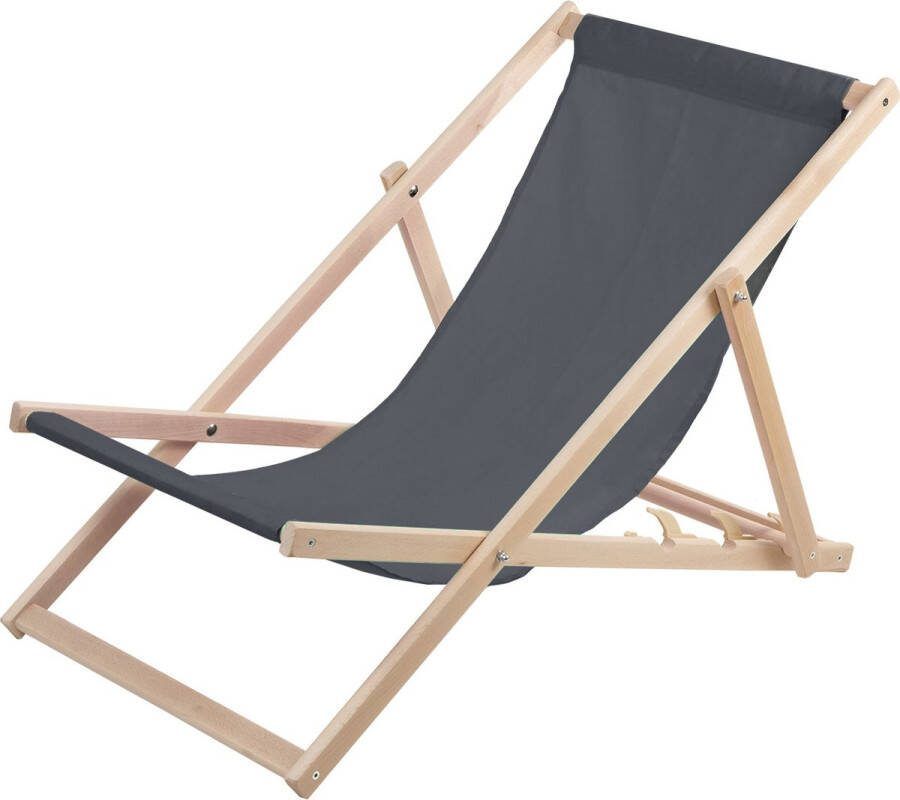 Beukenhouten ligstoel strandstoel Ligbed ideaal voor strand balkon terras Grijs