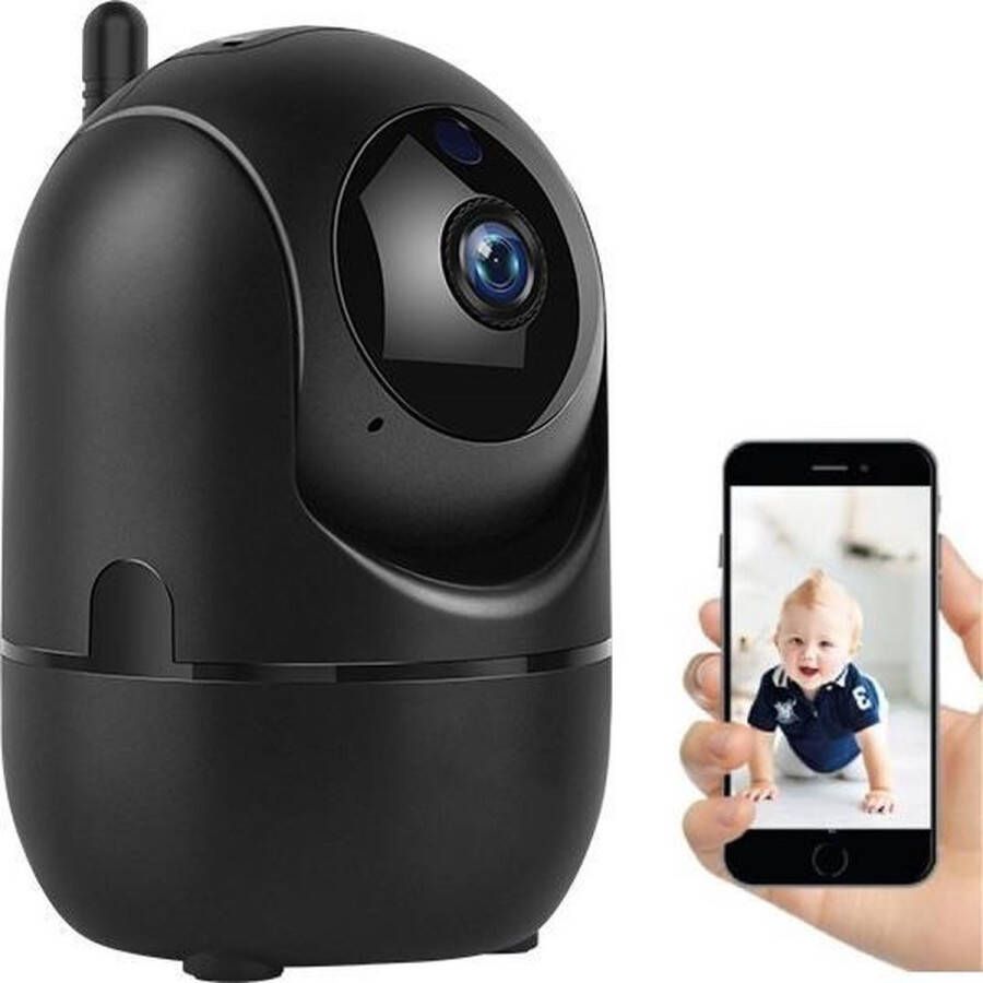 Beveiligingscamera IP Camera 1080P Spraakfunctie 360° Draaibaar Zwart