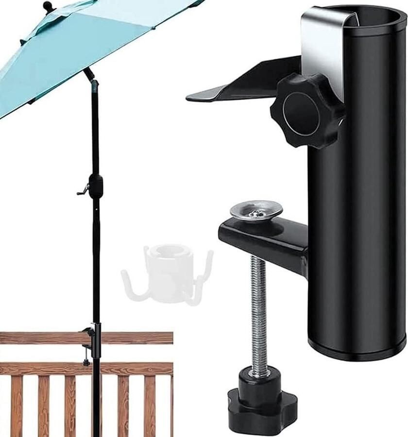 Bevestigingsklem parasolhouder voor balkon en tafelparasol zwart Parasol klem