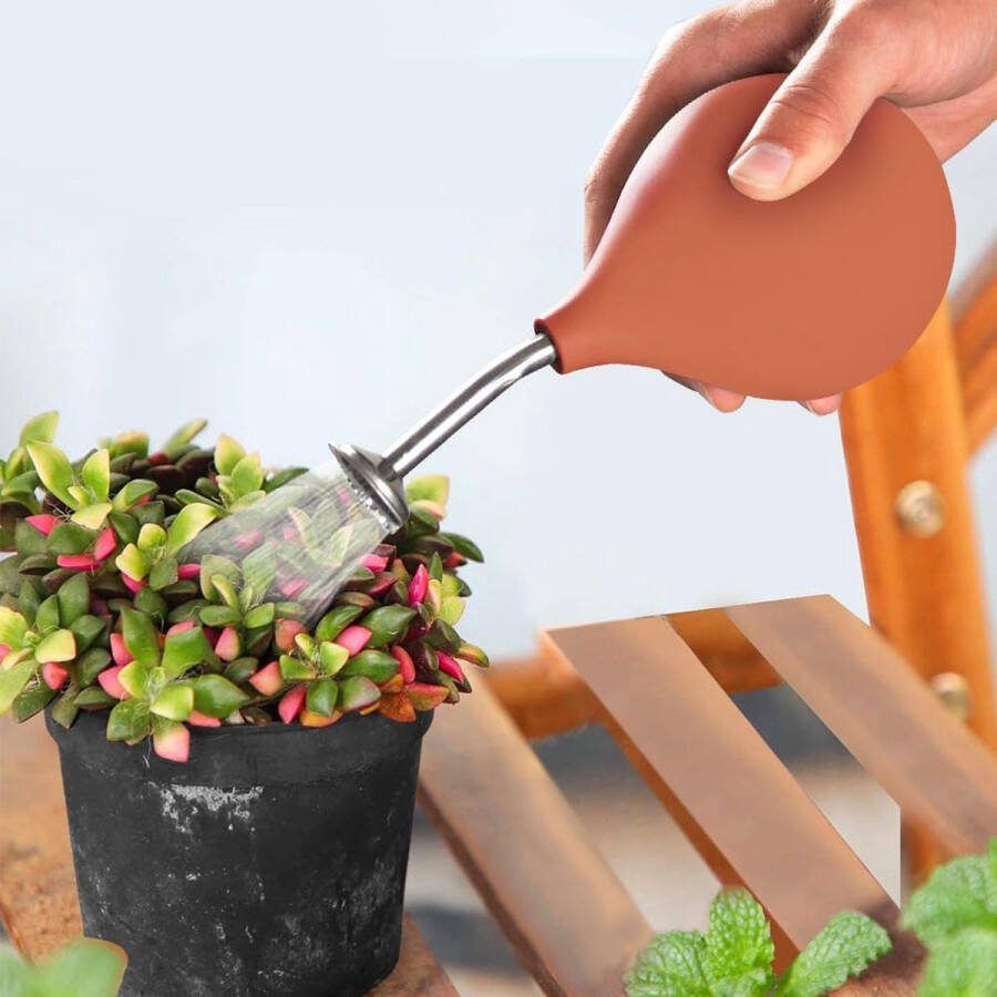 Bewateringssproeibalsproeier RVS uitloop gieters Alternatief voor kleine planten Stekken Bloemen Zaailingen (Terracotta Rood)