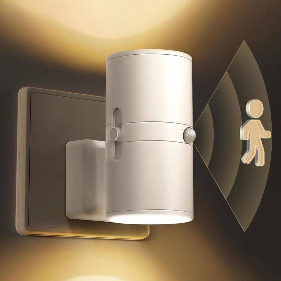 Bewegingsmelder nachtlampje warmwit 3000 K 0-100 lm dimbaar voor hal trap slaapkamer 1 stuk Nachtlamp stopcontact