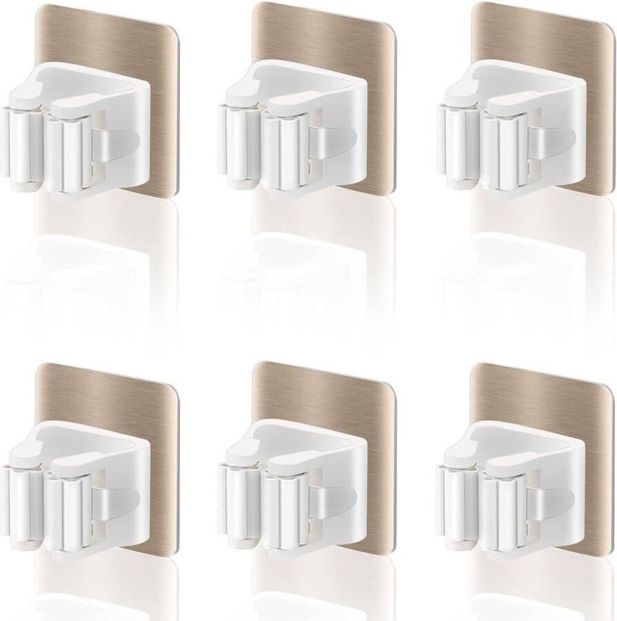 Bezemhouder Zelfklevend- Wand Mop en Bezem Organizer Keuken Badkamer Tuin Garage 6 Stuks