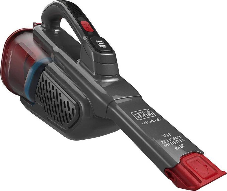 BHHV315B Lithium Dustbuster met Cyclonic Action voor 12V accu Handstofzuiger met uittrekbare kierenzuiger en laadstation Zakloze snoerloze stofzuiger met lange zuigmond Titanium rood handstofzuiger