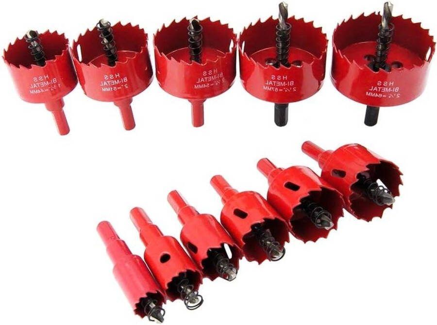 Bi-Metaal Gatzaag Kit 7 Stks 7-8 tot 2-1-2 Algemeen Doel Gat Zagen Boor HSS Gat Cutter Prieel Hout Kunststof Gipsplaat Zacht Metaal (11PCS)