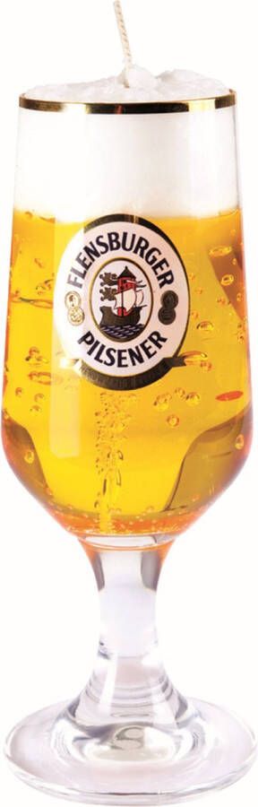 Merkloos Bierglas gadget kado Bierkaars Duits bier 20 cm Vaderdag verjaardag figuurkaarsen