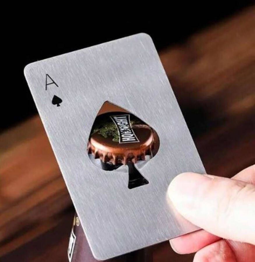 Bieropener Flesopener Opener Speelkaart Pokeren Zwart Roestvrijstaal Zeer stevige kwaliteit