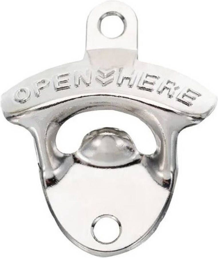 Bieropener muur Flesopener Opener Bier accessoires Muurbevestiging Metaal Zilver