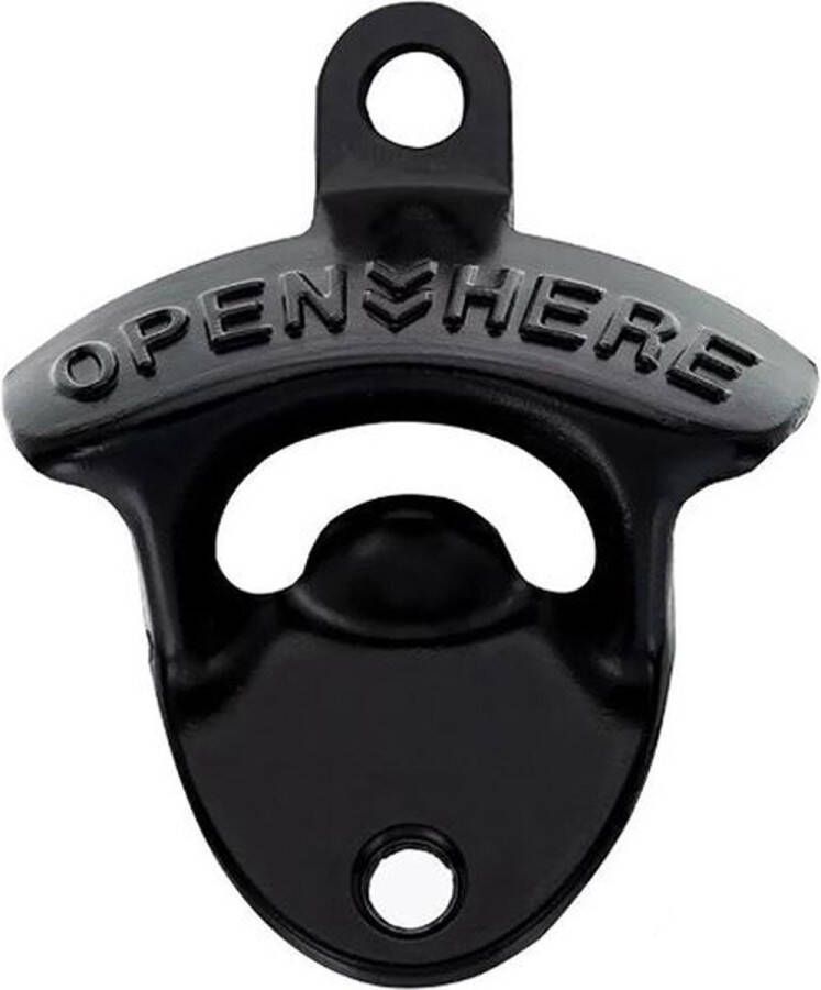 Bieropener muur Flesopener Opener Bier accessoires Muurbevestiging Metaal Zwart