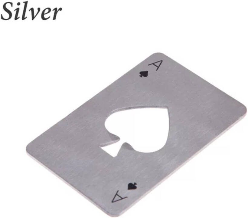 Merkloos Sans marque Bieropener Schoppen aas Ace Of Spades Speelkaart Zilverkleur van RVS Gepersonaliseerd gravure gravering. Mail App Gravure wensen