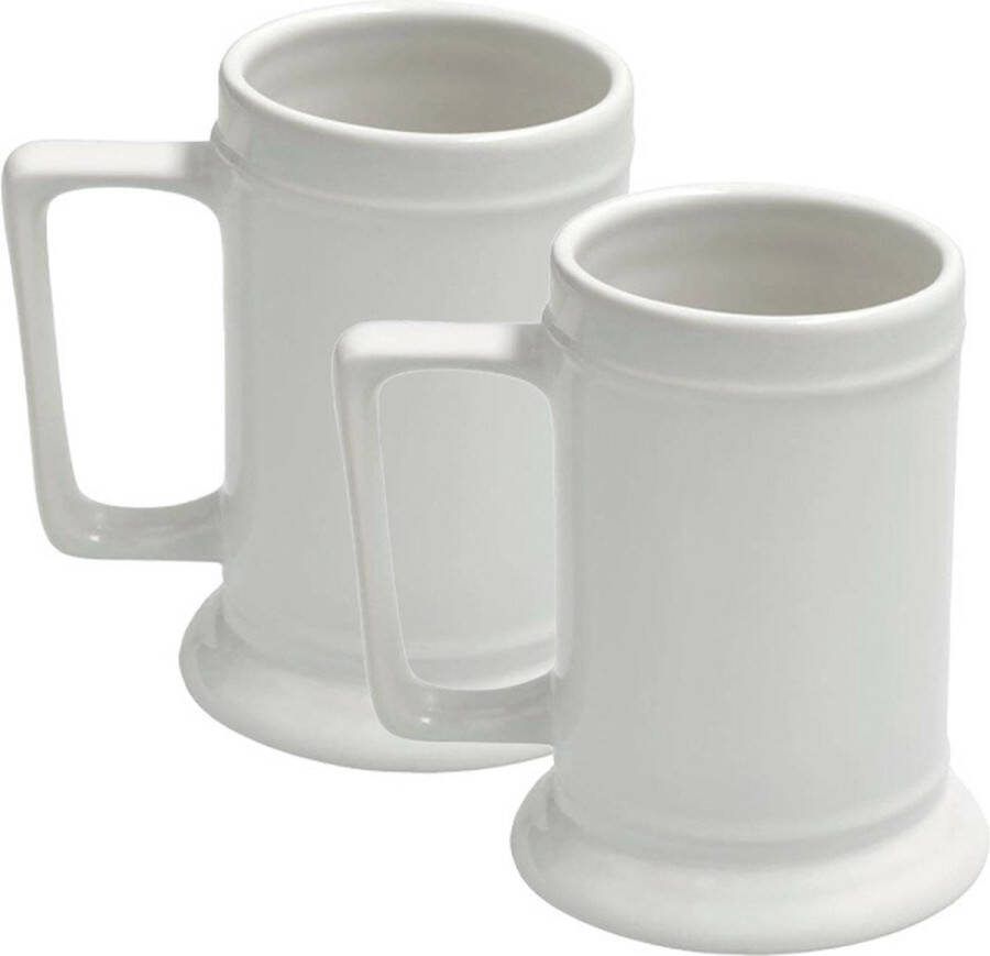 Bierpul 2x keramiek 530 ml wit geschikt voor sublimatie en versiering oktoberfest pul