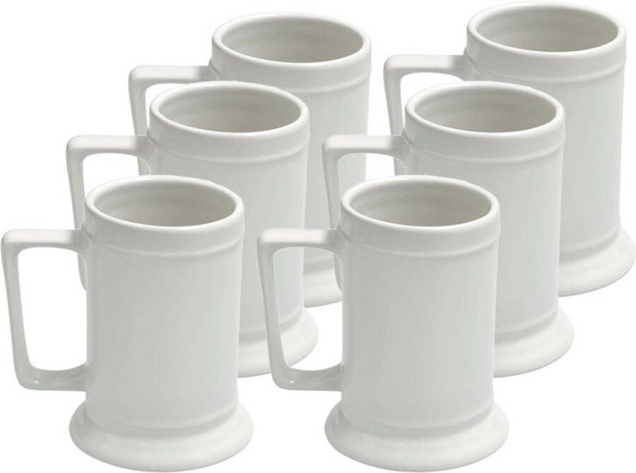 Bierpul 6x keramiek 530 ml wit geschikt voor sublimatie en versiering oktoberfest pul