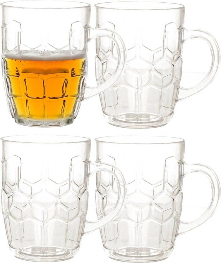 Bierpul bierglas transparant 4x onbreekbaar kunststof 50 cl 500 ml Oktoberfest bierfeest glazen