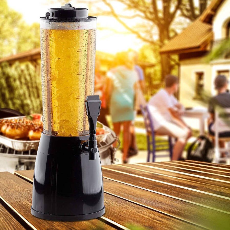 Biertoren met tap HxBxD: 50 x 23 x 18 cm capaciteit 2.5 l biertap doorzichtig beertower zwart