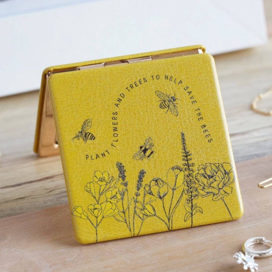 Bijen en Wilde Bloemen Compact Spiegel Make Up Spiegel Vierkant