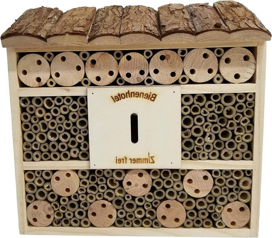 Bijenhotel 295 x 95 x 285 cm dennenhout bamboe multiplex naturel insectenhotel Natura Andrena