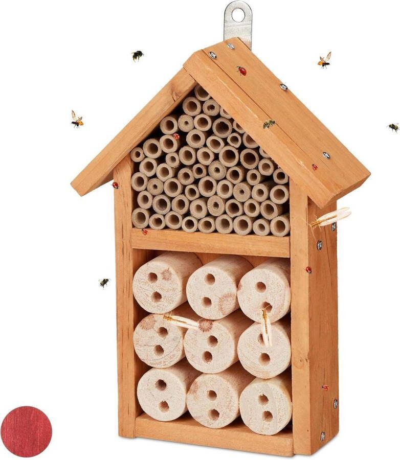 Bijenhotel Bouwpakket Insectenhuis voor Kevers Bijen Vliegen Zelf Opbouwen Geel 26x16x6 cm